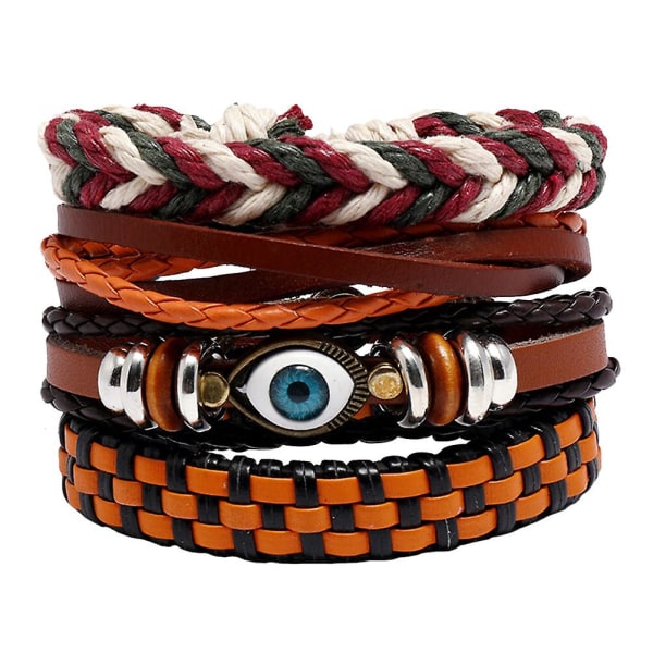 4 pieces braided bracelet bohemian style wrist chain fashion wristband bracelet (9.7X9.7X7.9CM, multiple colors)