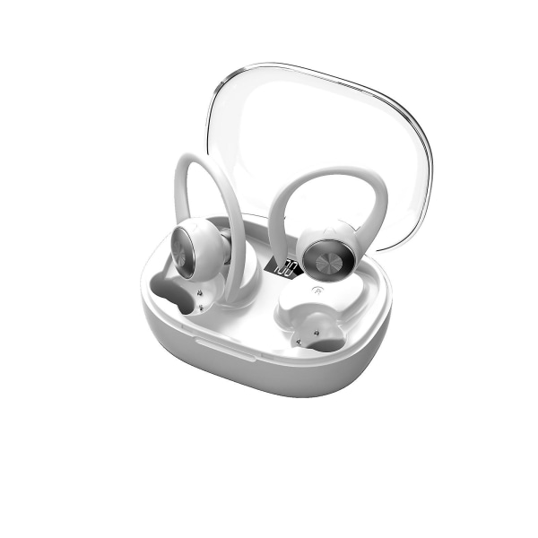 Bluetooth-hörlurar V5.3 Intelligent Digital Display Sports Ear Hook Hög ljudkvalitet Brusreducering Samtal（Vit）