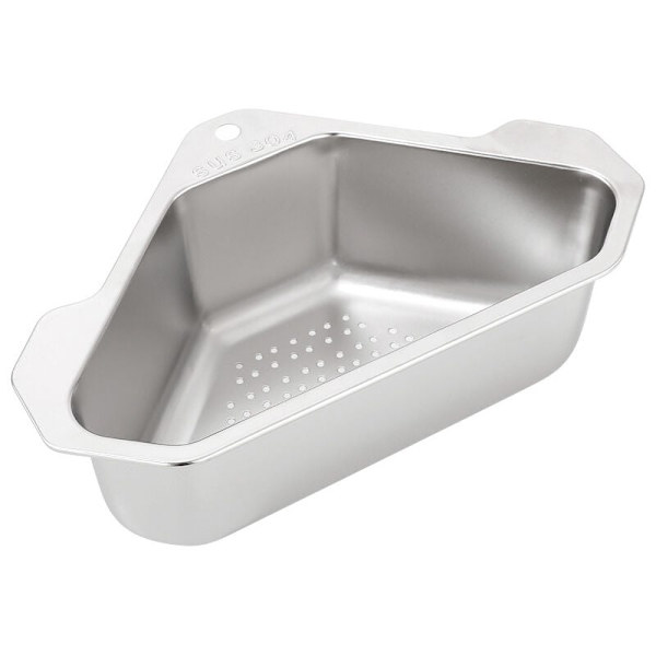 Rostfritt stål triangelformig avloppskorg för diskho, frukt- och grönsakssil, förvaringsställ, korg med sugkopp 1 st (silver)