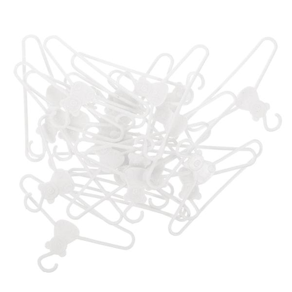 20-pack dockkläder galgar mikro kläder galgar mini dockhus kläder galgar dockhus tillbehör (9.2X5.3cm, vit)