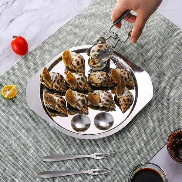 LTS FAFA2 stücke snigelpanna rostfritt stål platt 12 hål fack snigelpanna för snigel BBQ svamp silver