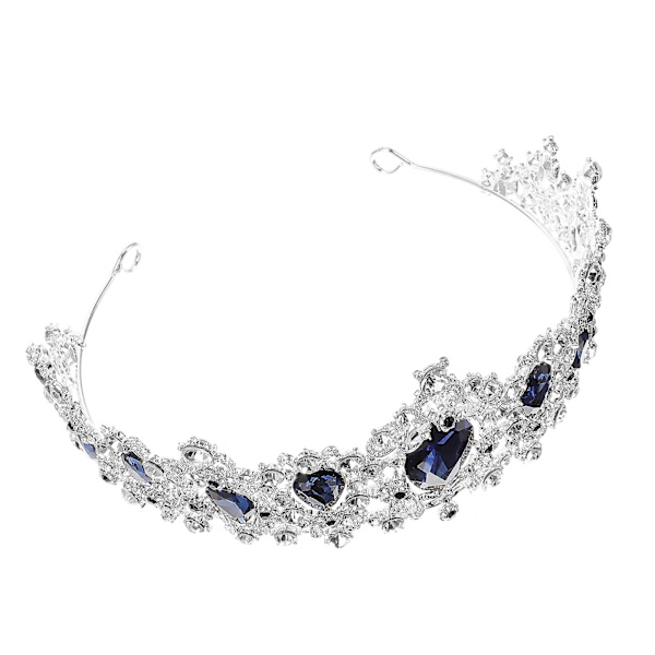 Barok Brud Krone Retro Bryllup Tiara Hovedbeklædning Fest Hår Tilbehør til Kvinder (Blå og Sølv) (16.00X13.00X6.00CM, Blå)