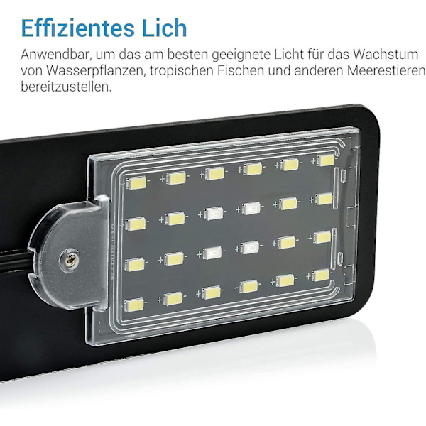 Sort Skal Led Akvarielys Lampe Klip, Ultra-tynd Akvarielampe Med Lys, 24 Led Akvarielys Hvidt Lys