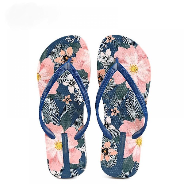 Damtofflor för sommar inomhus/utomhusbruk Mjukt material och vackra blommönster för kontinuerlig komfort (6,5~7 tum)