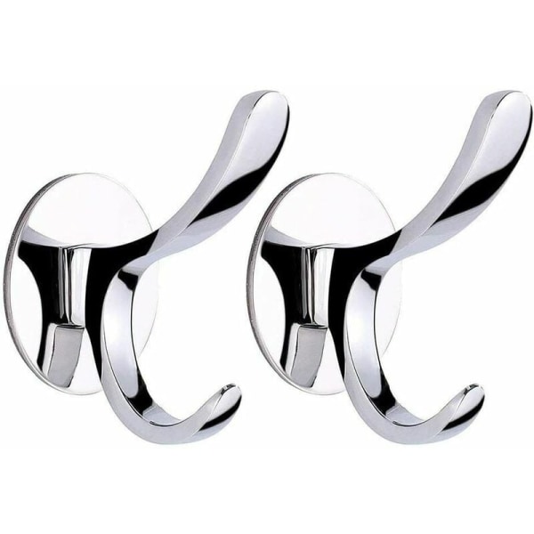 Set med 4 självhäftande badrumskrokar, aluminiumväggkrokar för att hänga rockar, hattar, handdukar, morgonrockar, nycklar, kläder, handdukar