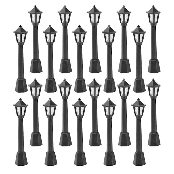 20 stk. miniature landskab miniature landskab dekoration model lampe gadelampe simulation lampe (8.00X2.00X2.00CM, sort)