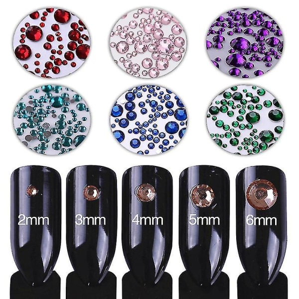 Mørkeblå 3D neglekunst Rhinestone Mix Størrelser Ab Farger Flat Bunn Kameleon Neglestud