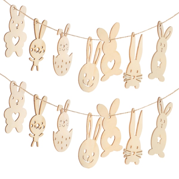 35 stykker påskehareudskæring Bunny Wood Ufærdige ornamenter Påskehare træudskæring (Som vist på billedet)