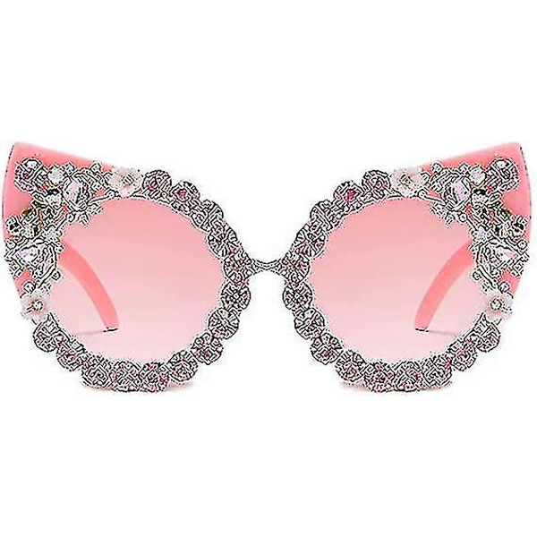 Rhinestone Cat Eye -aurinkolasit, retro naisten kiiltävät juhla-aurinkolasit