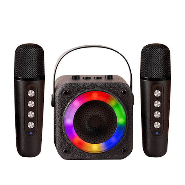 Mikrofon Mikrofon Audio Bluetooth Trådlös Liten Högtalare Barn Familj Karaoke FAN0603（Svart）