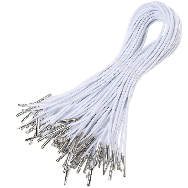 50 PCS Stretch Barbed Rope Elastic Loop Stretch Round Cord with Metal Barb Barbed Fasteners for Mask Making Book Binding Craft (White) (50 PCS, White)