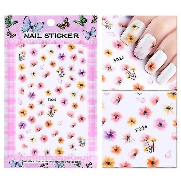 F024 Blooming Flower 3d Art Stickers Decals Adhesive Manicure Nail Tips Decoration