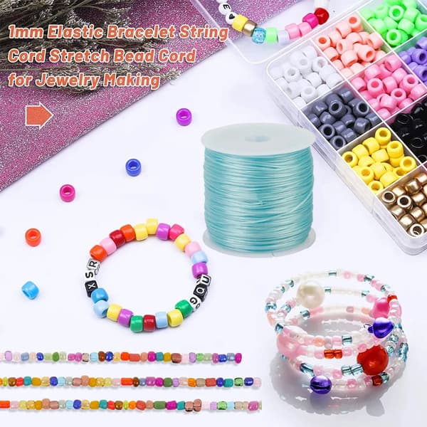 Elastisk tråd, pärlsnöre, elastisk sladd, elastisk smyckestråd, verktyg för pärlning för DIY-armband