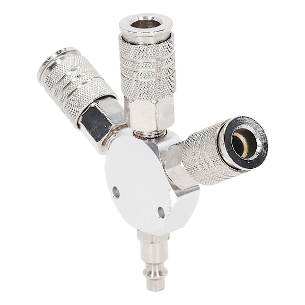 3-vejs luftdeler 1/4 tommer NPT han gevind 3-vejs manifold aluminiumlegering pneumatisk fitting til industrien