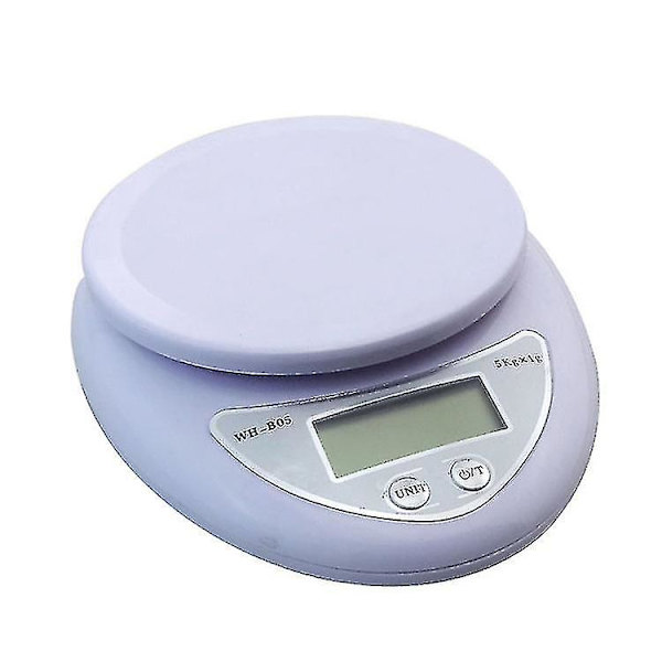 Multifunktionell elektronisk köksvåg med digital display 5 kg - Vit