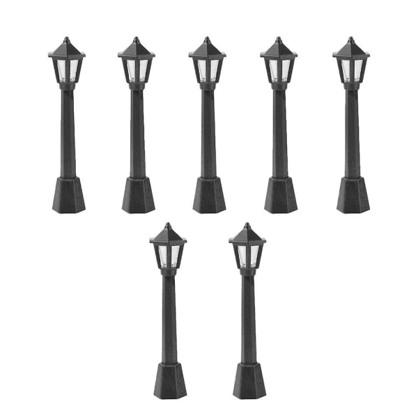 7-pack mini simulation night light decorative micro landscape light model (black) (7.5X2CM, black)