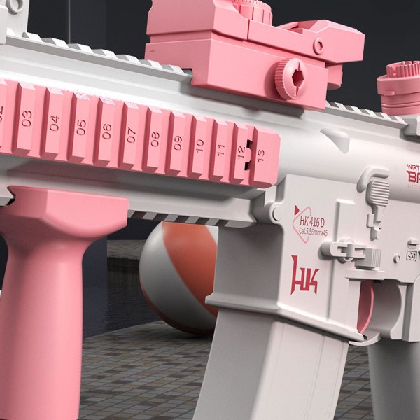 Sähkökäyttöiset vesipistoolit M416, tehokas vesipistooli jopa 32 jalkaa, vesipistooli kesälelu (vaaleanpunainen)
