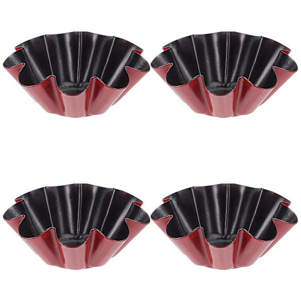 4-pack återanvändbara äggformar i kolstål, praktiska bakformar (röd och svart) (6,6 x 6,6 cm, svart)