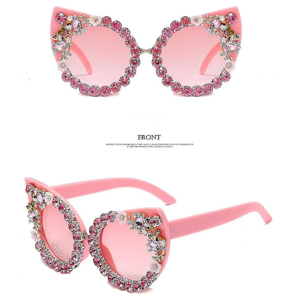 Rhinestone Cat Eye -aurinkolasit, retro naisten kiiltävät juhla-aurinkolasit