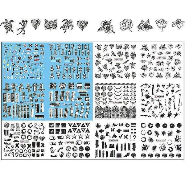 BN1225 1236 Mixed Floral Geometric Water Transfer Nail Art Decals & Stickers