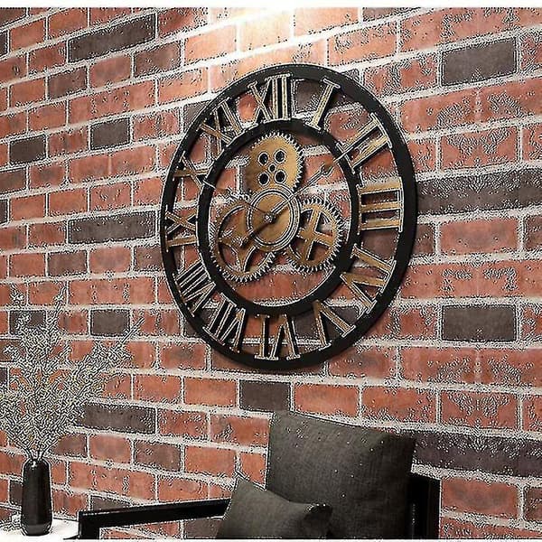 Kreativ retro väggklocka mode väggklocka dekorativ växel väggklocka vardagsrum väggklocka