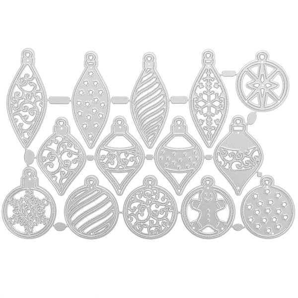 14 st DIY julskärningsform stans skärningsform stans skärningsform präglingsform kort skrot förbeställning (3X2.7X0.1CM, silver)