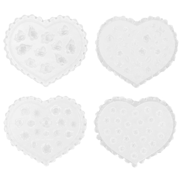 4-pakkaus mold korujen valmistustarvikkeet mold mold Nail Art mold (6,70 x 5,70 x 0,50 cm, valkoinen)