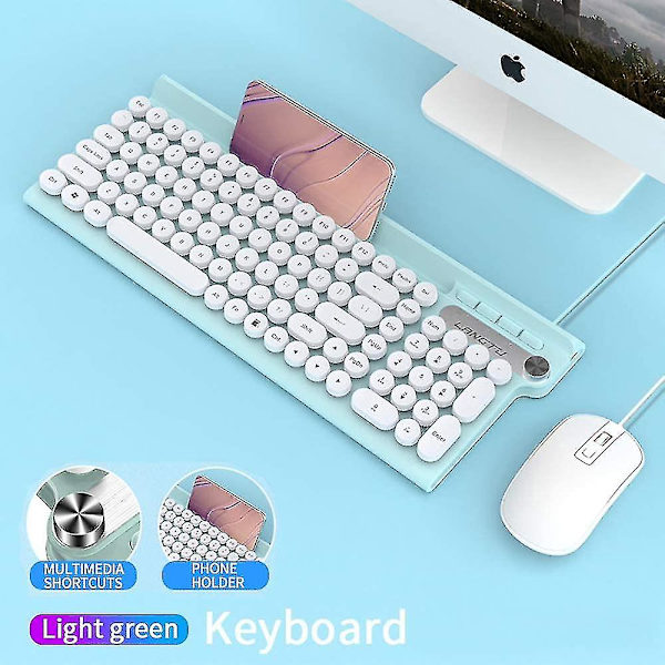 Trådbundet tangentbord med telefonhållare Kontorstangentbord Söt design för Windows/mac/lapt