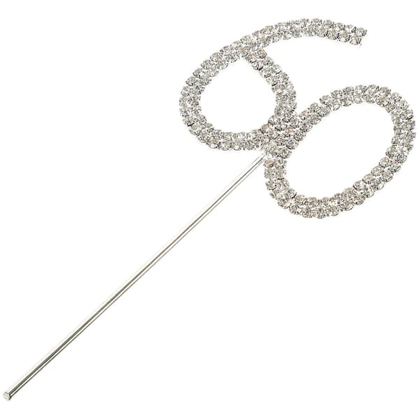 Rhinestone-dekorert kakepynt 60-års bryllupsdag/bursdagsfest (sølv)