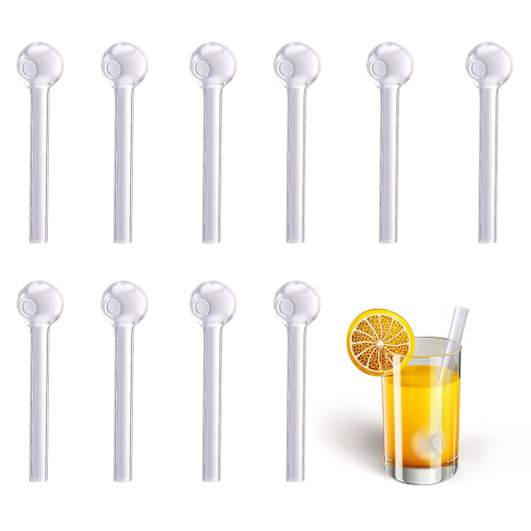 10 st återanvändbara dricksrör av glas