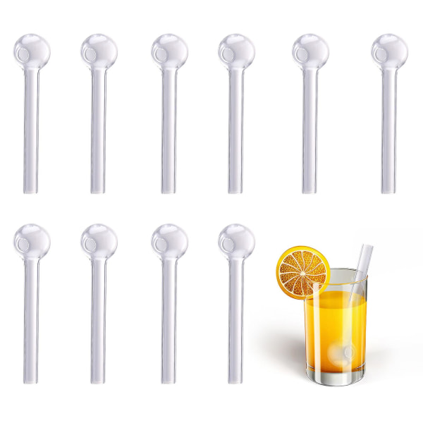 10Pc Glass Clear Drinking Straws Straight Reusable for Juice Milk Party Tool