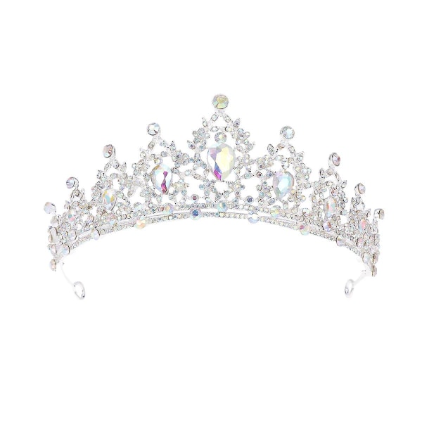 Bridal Rhinestone Crown Legering Bröllop Crown Dekoration Tiara för kvinnor (Silver) (Storlek 2, Silver)