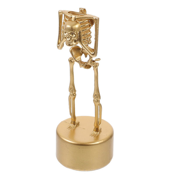 Halloween kranie statue kranie statue skulptur kranie ornamenter bord ornamenter (15.1X5.5X5.5CM, guld)