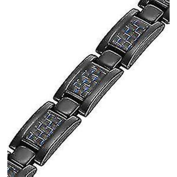 Blå karbonfiber svart titan magnetisk armbånd for menn - justerbar