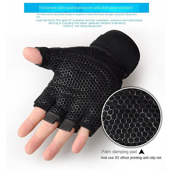 Fingerlösa träningshandskar med handledsstöd, förbättrat handflateskydd, extra grepp för crosstraining, handstöd och tyngdlyftning (svart)