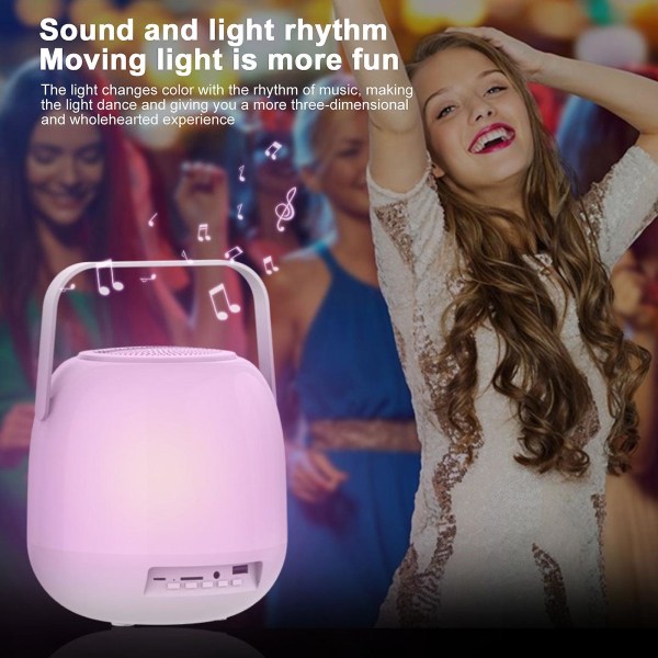 Färgglad lampa, Bluetooth-högtalare, litet nattljus, bärbar trådlös hembords-högtalare, mini-subwoofer, lätt att bära (vit)