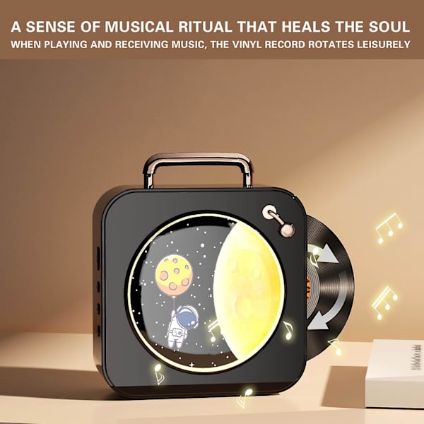 Vinyl Record Bluetooth Liten Högtalare Trådlös Retro Audio Bluetooth Högtalare Bra Kvalitet FAN0665（Svart）
