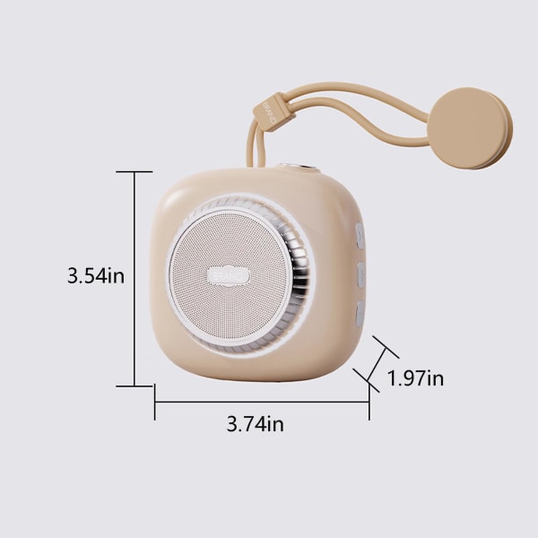 Bluetooth-ljud Retro-kameraform Trådlösa Mini-högtalare Surround Hifi-ljud Silikonhängande rep Unik modestil LED-färgglatt ljus（Beige）