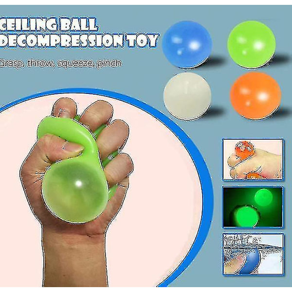 Glow In The Dark Takbollar, klibbig boll 4 st
