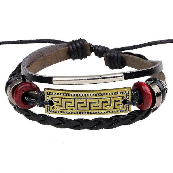 Fadish Retro Perle Læder Armbånd Med Legering Tilbehør