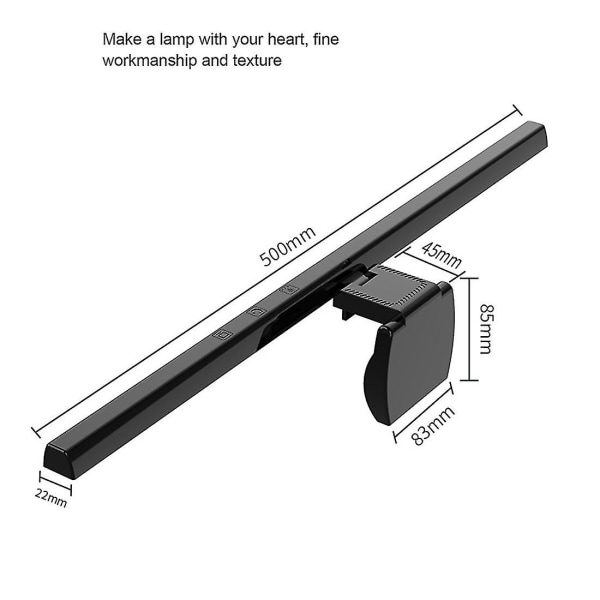 Näytön ripustinvalo portaaton himmennys Silmähoito Led-pöytälamppu tietokoneelle Pc Bar Usb Powere（Valkoinen）