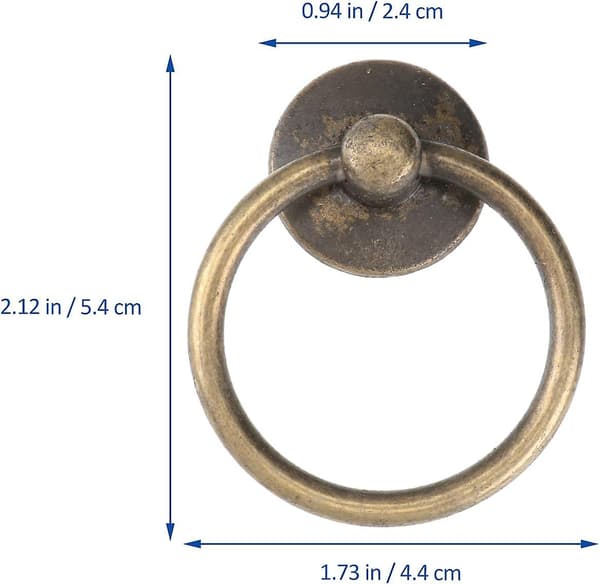 6 stk. Ring Pull Knobs i legering Retro Skap Dekorativt Håndtak Skuff Ring Pulls Håndtak Maskinvare Erstatning for Garderobe Skuff Kommode Garderobe (Bronz