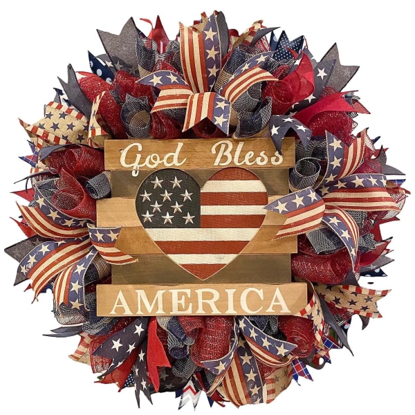 Patriotic Independence Day Wreath, 4th Of July Front Door Wreath, Handmade Memorial Day Decor