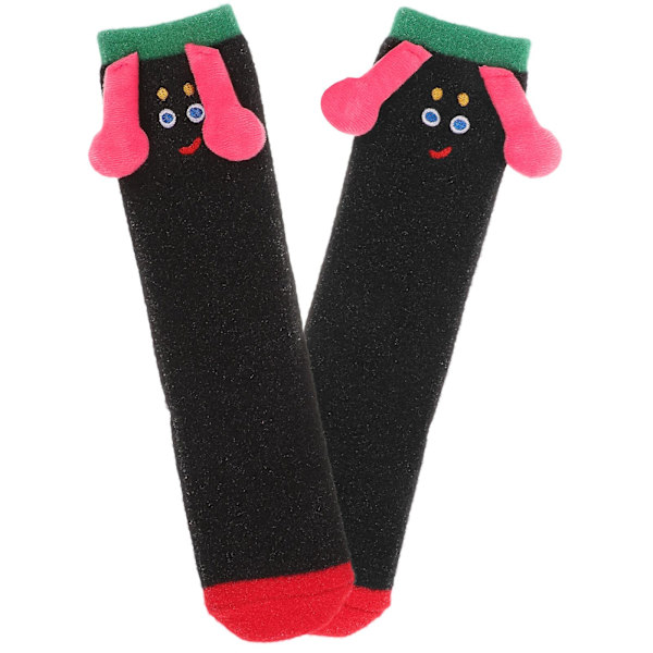 1 par plysstrømper, vintertermstrømper, fluffy strømper, søde strømper, damer termstrømper, sovestrømper (30.50X7.00X0.50CM, sort)