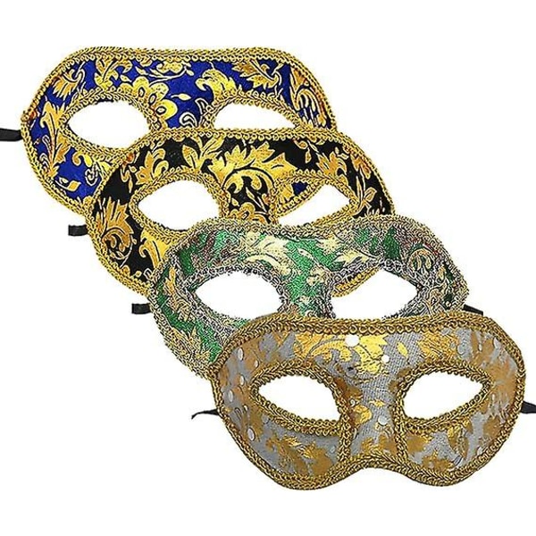 Venetiansk maske, 4-delt maskerademaskesæt til fester, balsaldans, karneval