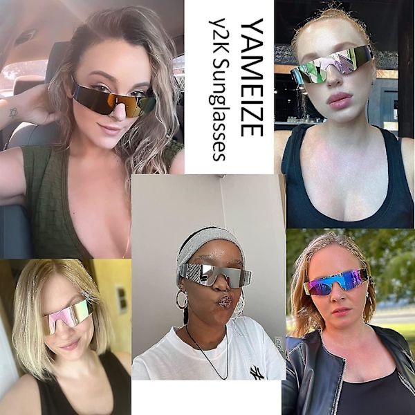 Kvindesolbriller Futuristiske Sport Wrap Around-cool Rimless Uv400 Beskyttelse Retro Mænd Solbriller_cc（Sølv）
