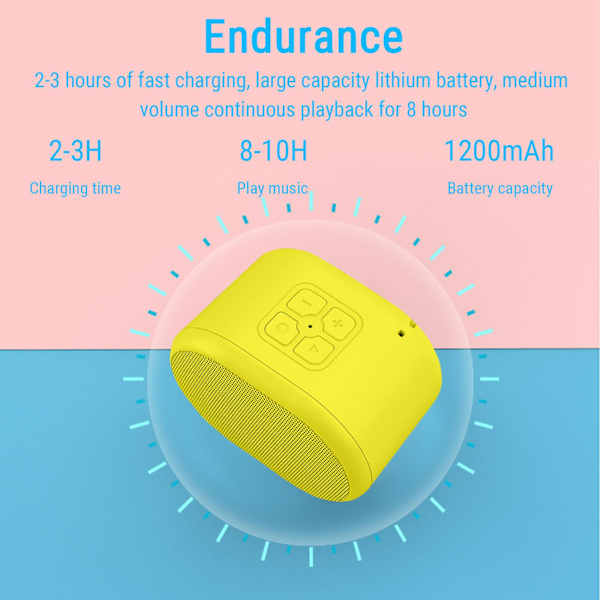 Mini bärbar Bluetooth-högtalare, brusreducering i hög definition, hållbarhet, flera färger (Bluetooth/TF/AUX/USB)（Gul）