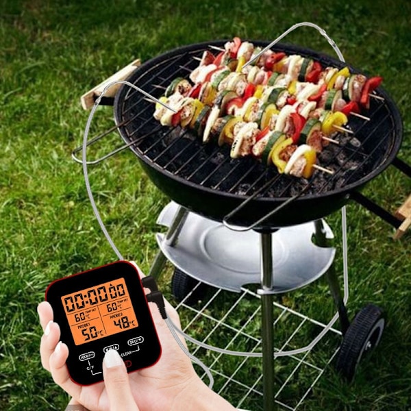 Digital mattermometer för mat, hopfällbar snabbavläsning BBQ kötttermometer (röd)