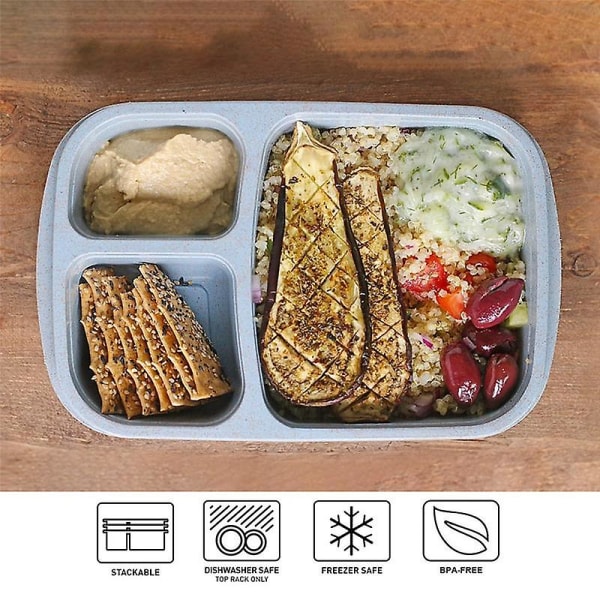 4-pack matlådor i plast med 3 fack, återanvändbar lunchlåda /barn/vuxna