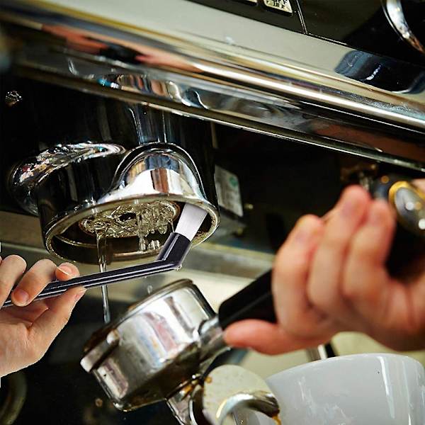2 stk. rengjøringsbørste for kaffemaskin med plasthåndtak og nylonbust